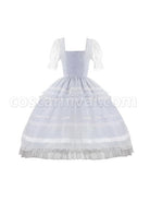 Shell-Wind-Chime-Series-Elegant-Square-Neck-Lily-Of-The-Valley-Embroidered-Polka-Dot-Yarn-Hem-Classic-Lolita-Short-Sleeved-Dress-coscarnival-2286