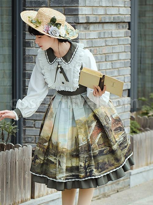 Shimmer-Series-Pastoral-Style-Retro-Oil-Painting-Printing-Sweet-Doll-Collar-Daily-Classic-Lolita-Long-Sleeved-Dress-coscarnival-2238