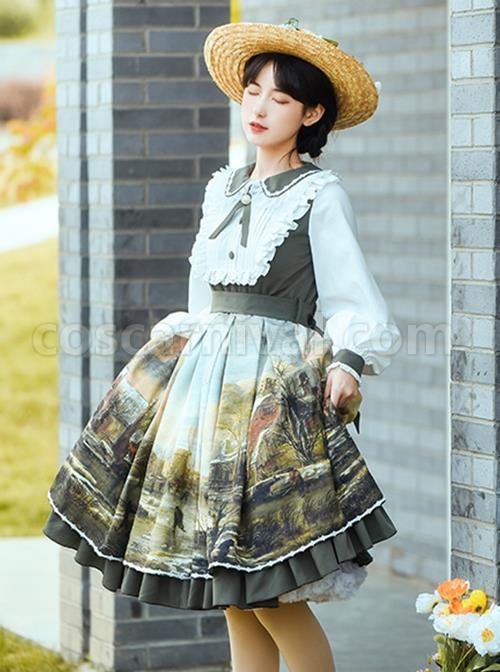 Shimmer-Series-Pastoral-Style-Retro-Oil-Painting-Printing-Sweet-Doll-Collar-Daily-Classic-Lolita-Long-Sleeved-Dress-coscarnival-2242