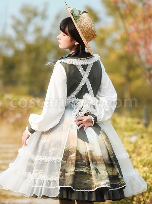 Shimmer-Series-Pastoral-Style-Retro-Oil-Painting-Printing-Sweet-Doll-Collar-Daily-Classic-Lolita-Long-Sleeved-Dress-coscarnival-2248