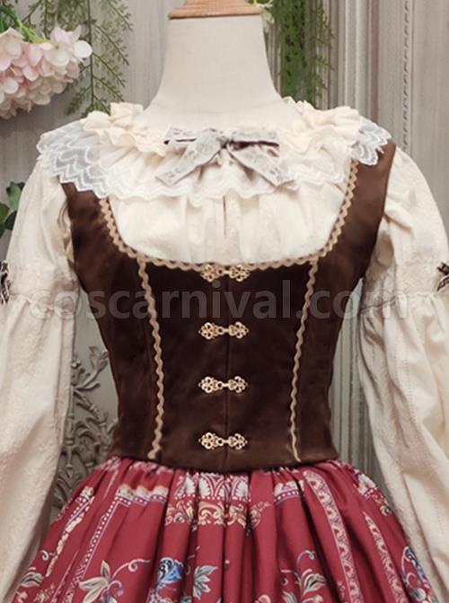 Short Velvet Skinny Wide Collar Design Delicate Metal Buckle Decoration Classic Lolita Short Vest coscarnival