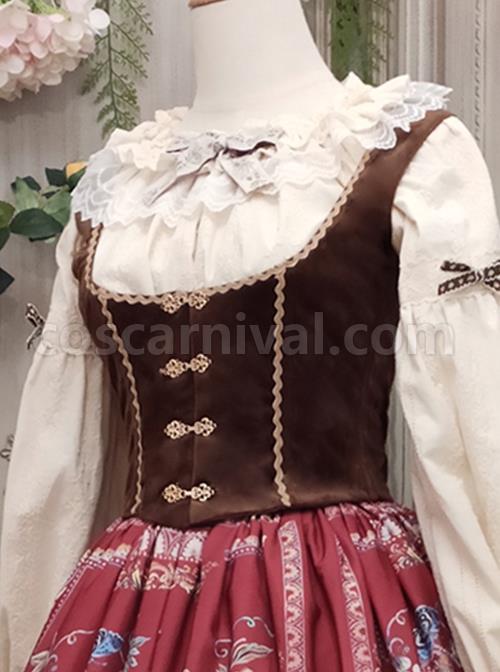 Short Velvet Skinny Wide Collar Design Delicate Metal Buckle Decoration Classic Lolita Short Vest coscarnival