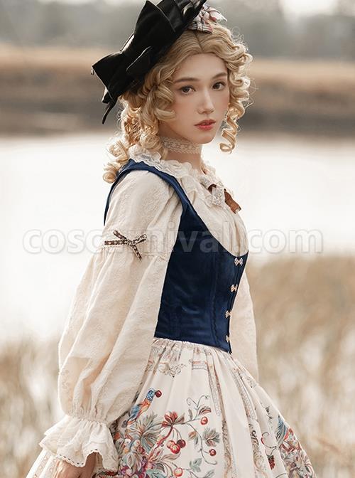 Short Velvet Skinny Wide Collar Design Delicate Metal Buckle Decoration Classic Lolita Short Vest coscarnival