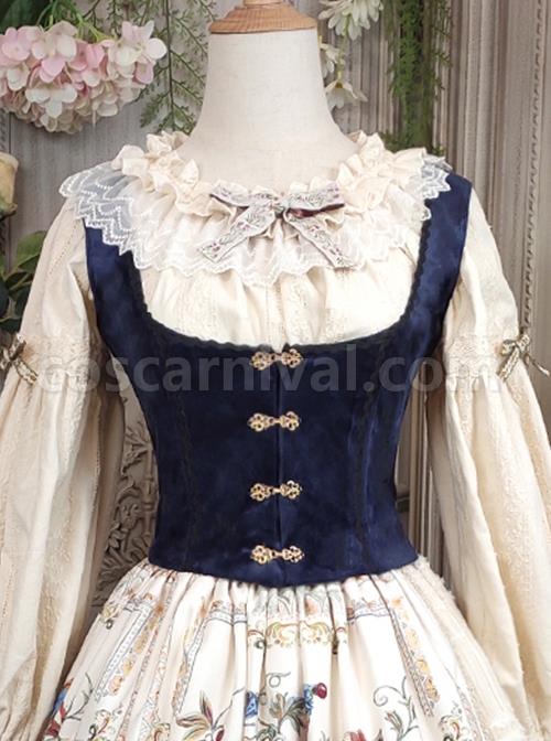 Short Velvet Skinny Wide Collar Design Delicate Metal Buckle Decoration Classic Lolita Short Vest coscarnival