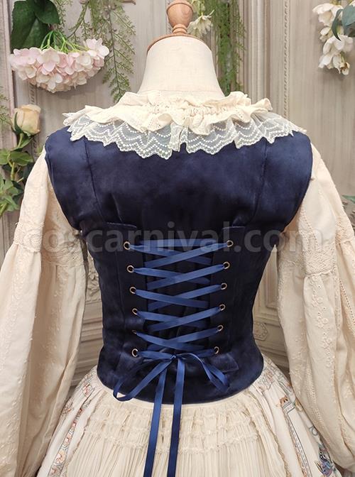 Short Velvet Skinny Wide Collar Design Delicate Metal Buckle Decoration Classic Lolita Short Vest coscarnival