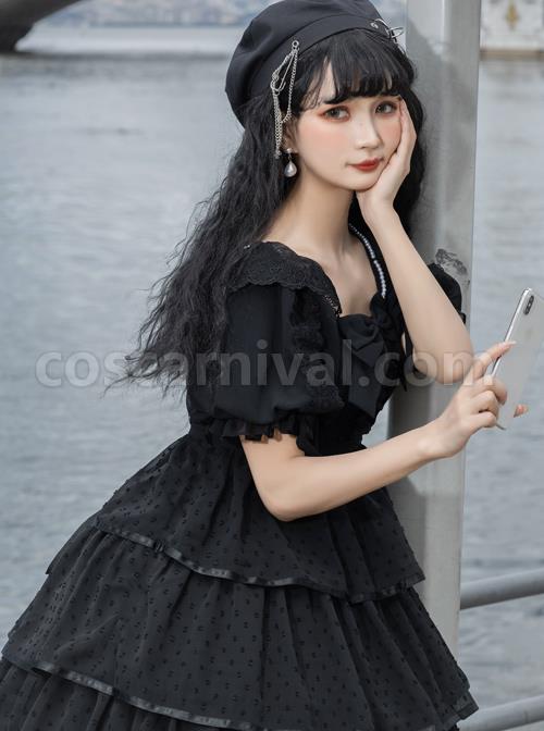 Sicily-Series-OP-Three-section-Hem-Vintage-Elegant-Black-Chiffon-Classic-Lolita-Short-Sleeve-Dress-coscarnival-4437