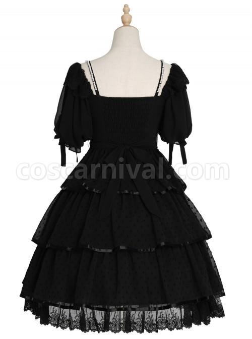 Sicily-Series-OP-Three-section-Hem-Vintage-Elegant-Black-Chiffon-Classic-Lolita-Short-Sleeve-Dress-coscarnival-4468
