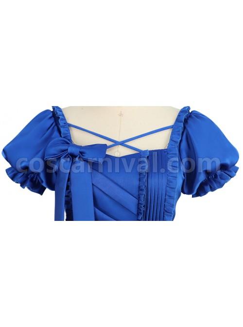 Simple-Solid-Color-Klein-Blue-OP-Pleated-Lace-Bow-Knot-Decoration-Cross-Straps-Classic-Lolita-Short-Sleeve-Dress-Set-coscarnival-4945
