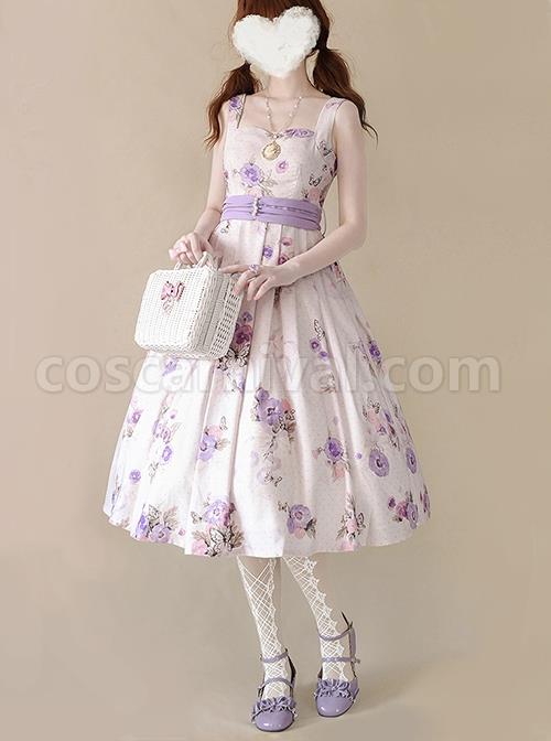 Simple-White-Floral-Pattern-Pearl-Belt-Open-Back-Large-Bow-Sleeveless-Sling-Classic-Lolita-Dress-coscarnival-2235