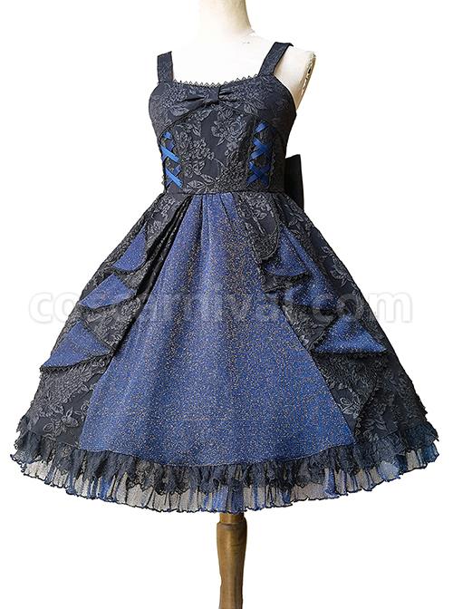 Singer-Series-Solid-Color-Pleated-Lace-Dark-Jacquard-Trim-Neckline-Classic-Lolita-Slip-Dress-coscarnival-2212