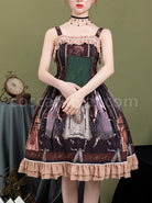 Sleeping-Clock-Series-JSK-Ruffle-Brown-Classic-Lolita-Sling-Dress-coscarnival-4418