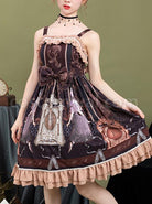 Sleeping-Clock-Series-JSK-Ruffle-Brown-Classic-Lolita-Sling-Dress-coscarnival-4424