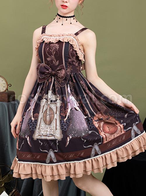 Sleeping-Clock-Series-JSK-Ruffle-Brown-Classic-Lolita-Sling-Dress-coscarnival-4424