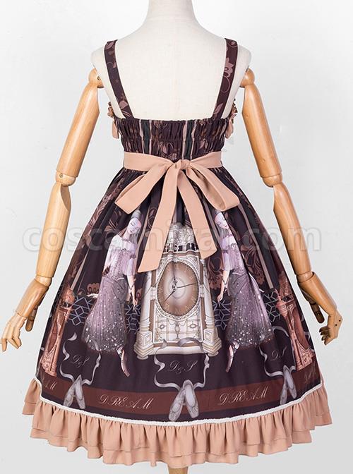 Sleeping-Clock-Series-JSK-Ruffle-Brown-Classic-Lolita-Sling-Dress-coscarnival-4433