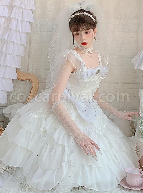 Snow-Series-JSK-Solid-Color-Layered-Pleated-Lace-Jacquard-Star-Embroidery-Hem-Bow-Knot-Decoration-Sequin-Pearl-Classic-Lolita-Dress-coscarnival-361