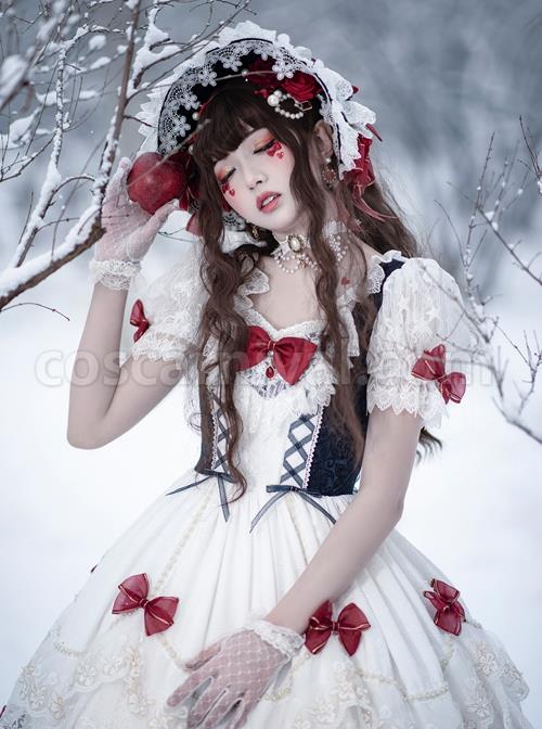 Snow-White-Series-OP-White-Cute-Bow-Decoration-Cross-Tie-Rope-Mesh-Crinkle-Lace-Embellished-Rose-Flower-Lolita-Dress-coscarnival-1548