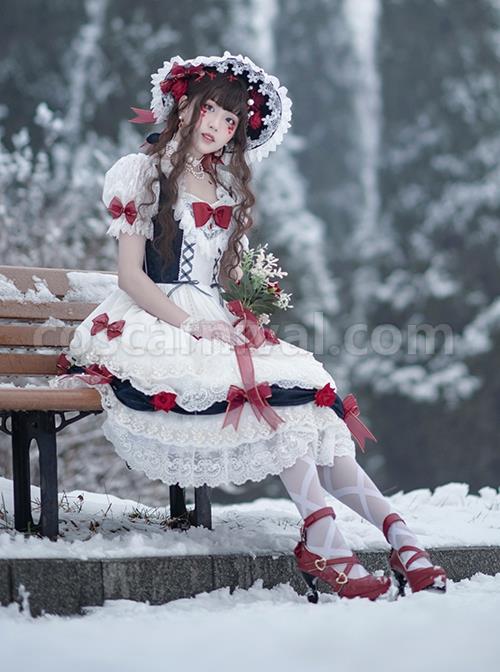 Snow-White-Series-OP-White-Cute-Bow-Decoration-Cross-Tie-Rope-Mesh-Crinkle-Lace-Embellished-Rose-Flower-Lolita-Dress-coscarnival-1563