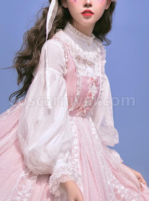 Solar Erosion Lunar Erosion Series Autumn Pure All-match Chiffon Stand Collar Ruffles Lace Puff Long Sleeve Classic Lolita Shirt coscarnival