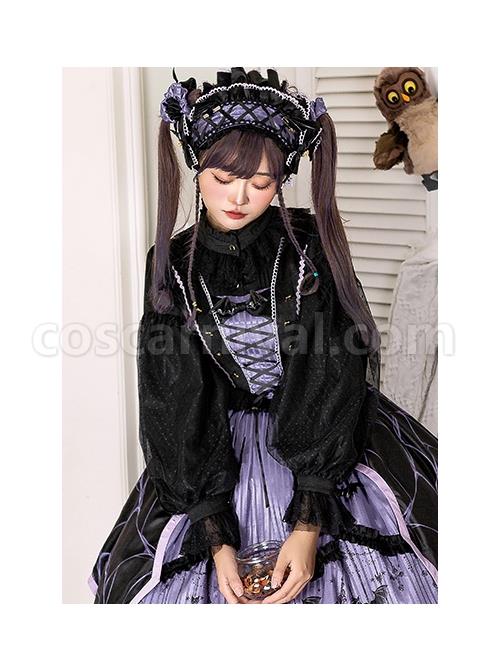 Solar Erosion Lunar Erosion Series Autumn Pure All-match Chiffon Stand Collar Ruffles Lace Puff Long Sleeve Classic Lolita Shirt coscarnival