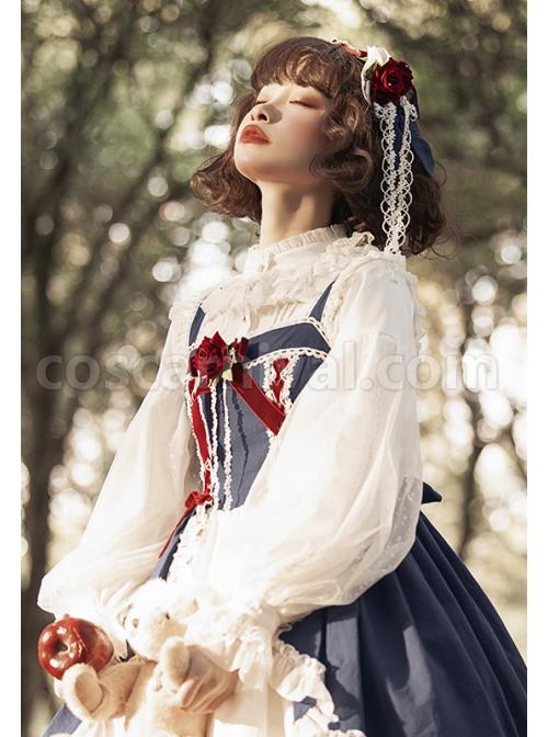 Solar Erosion Lunar Erosion Series Autumn Pure All-match Chiffon Stand Collar Ruffles Lace Puff Long Sleeve Classic Lolita Shirt coscarnival