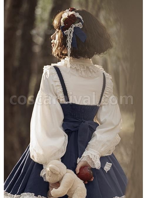 Solar Erosion Lunar Erosion Series Autumn Pure All-match Chiffon Stand Collar Ruffles Lace Puff Long Sleeve Classic Lolita Shirt coscarnival