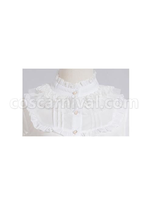 Solar Erosion Lunar Erosion Series Autumn Pure All-match Chiffon Stand Collar Ruffles Lace Puff Long Sleeve Classic Lolita Shirt coscarnival