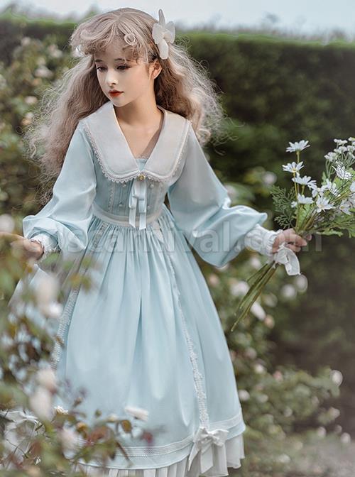 Solid-Color-Elegant-Autumn-Gentle-Lantern-Sleeve-Rose-Lace-Rabbit-Ears-Classic-Lolita-Long-Sleeve-Dress-coscarnival-180