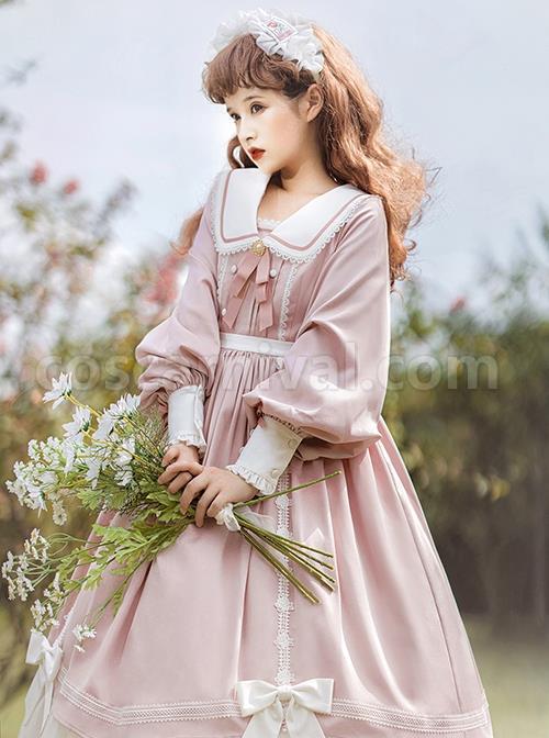 Solid-Color-Elegant-Autumn-Gentle-Lantern-Sleeve-Rose-Lace-Rabbit-Ears-Classic-Lolita-Long-Sleeve-Dress-coscarnival-185