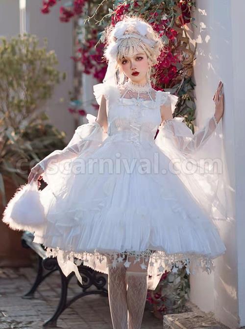 Solid-Color-Elegant-Square-Neck-Translucent-Gauze-Neckline-Lace-Butterfly-Decorated-Star-Draped-Hem-Bow-Knot-Classic-Lolita-Sleeveless-Dress-coscarnival-2155