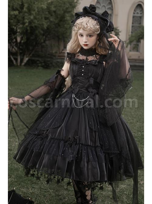 Solid-Color-Elegant-Square-Neck-Translucent-Gauze-Neckline-Lace-Butterfly-Decorated-Star-Draped-Hem-Bow-Knot-Classic-Lolita-Sleeveless-Dress-coscarnival-2162