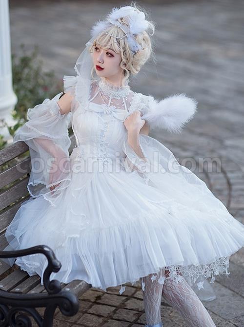 Solid-Color-Elegant-Square-Neck-Translucent-Gauze-Neckline-Lace-Butterfly-Decorated-Star-Draped-Hem-Bow-Knot-Classic-Lolita-Sleeveless-Dress-coscarnival-2187