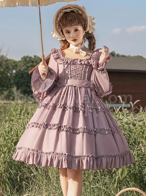 Solid-Color-Gentle-Elegant-Square-Neck-Ruffled-Stitching-Lantern-Sleeves-Rose-Decoration-Sweet-Lolita-Long-Sleeved-Dress-coscarnival-1277.jpg