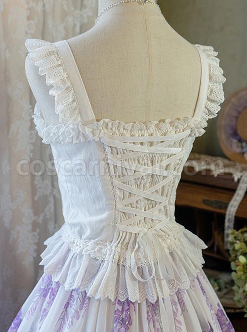 Solid Color Pleated Lace Trim Cute Three-Dimensional Lace Flower Decoration Classic Lolita Short Halter Top coscarnival