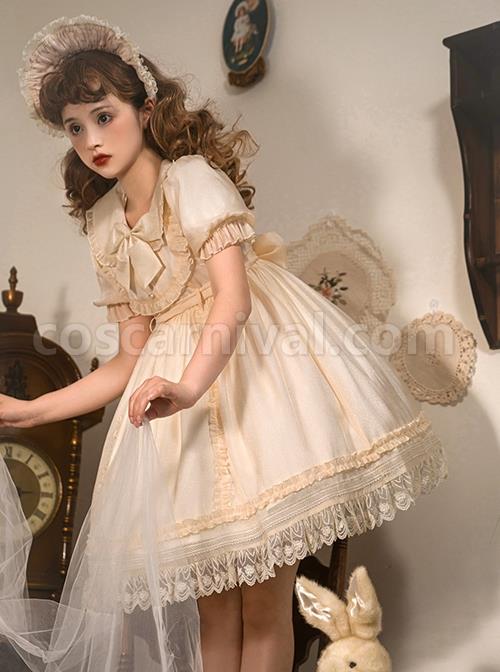 Solid-Color-Retro-Doll-Collar-Summer-Bow-Puff-Sleeve-Lace-Hem-Classic-Lolita-Short-Sleeve-Dress-coscarnival-685
