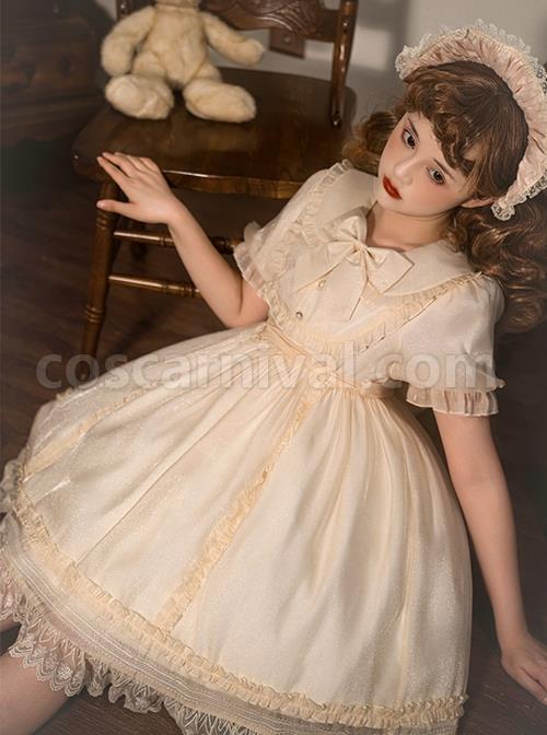Solid-Color-Retro-Doll-Collar-Summer-Bow-Puff-Sleeve-Lace-Hem-Classic-Lolita-Short-Sleeve-Dress-coscarnival-689