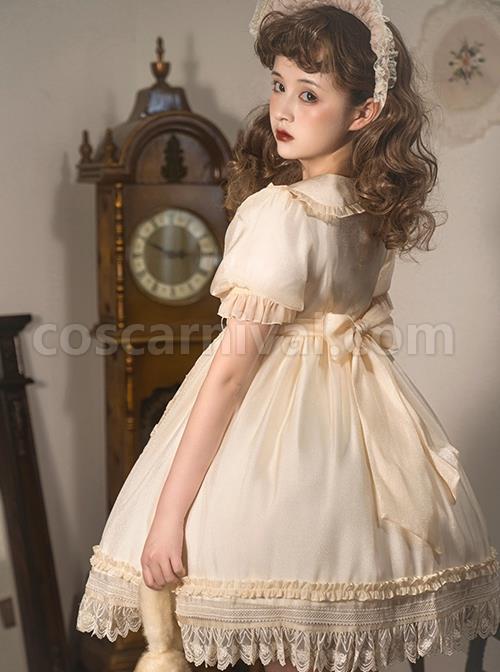 Solid-Color-Retro-Doll-Collar-Summer-Bow-Puff-Sleeve-Lace-Hem-Classic-Lolita-Short-Sleeve-Dress-coscarnival-694
