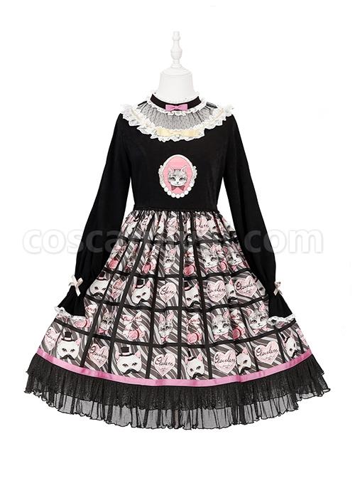 Solid-Color-Stand-Collar-Translucent-Hollow-Out-Detachable-Cloak-Cat-Print-Classic-Lolita-Long-Sleeve-Dress-coscarnival-2157