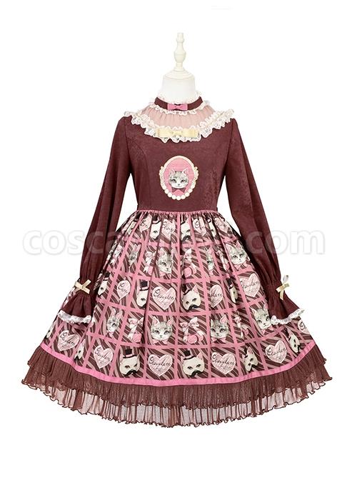 Solid-Color-Stand-Collar-Translucent-Hollow-Out-Detachable-Cloak-Cat-Print-Classic-Lolita-Long-Sleeve-Dress-coscarnival-2164