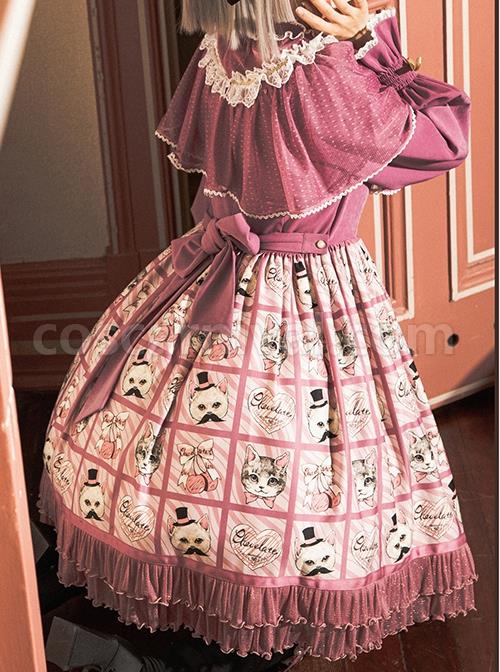 Solid-Color-Stand-Collar-Translucent-Hollow-Out-Detachable-Cloak-Cat-Print-Classic-Lolita-Long-Sleeve-Dress-coscarnival-2176