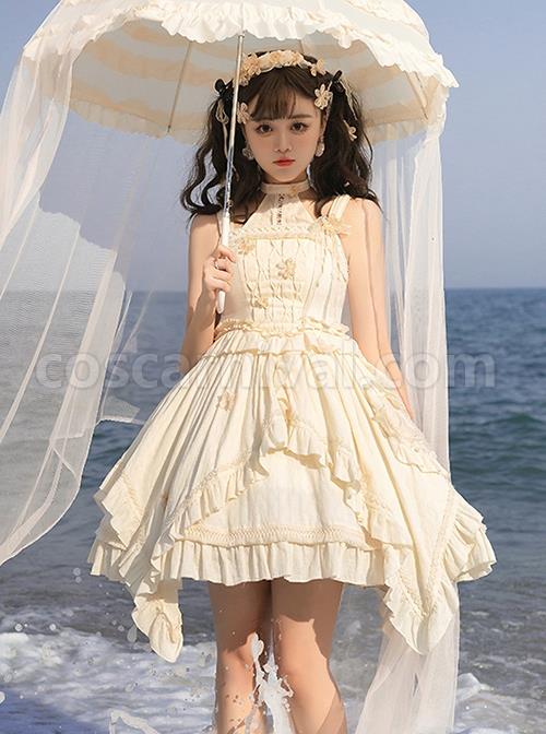 Solid-Color-Three-Dimensional-Butterfly-Embellishment-Halter-Detachable-Daily-Irregular-Ruffle-Hem-Classic-Lolita-Sleeveless-Dress-coscarnival-2148