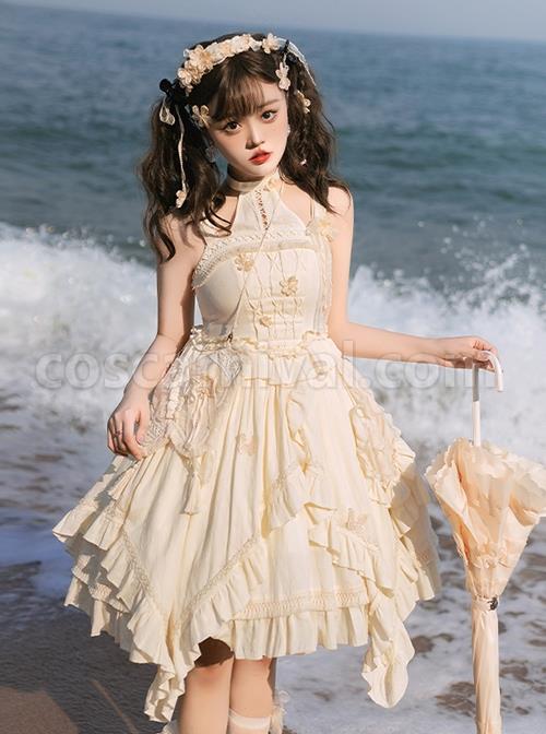 Solid-Color-Three-Dimensional-Butterfly-Embellishment-Halter-Detachable-Daily-Irregular-Ruffle-Hem-Classic-Lolita-Sleeveless-Dress-coscarnival-2167
