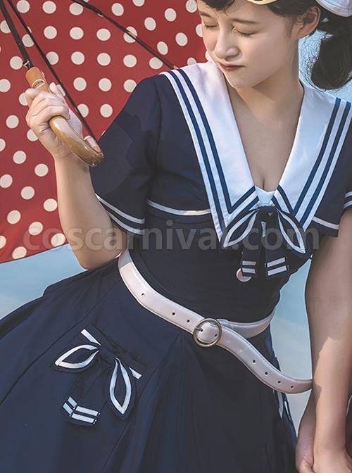Solid-Color-Vintage-Navy-Style-Stripe-Lapel-Bow-Knot-Decorate-Short-Sleeve-Short-Coat-Lace-Up-Backless-Dress-Classic-Lolita-Sleeveless-Dress-Set-coscarnival-2166