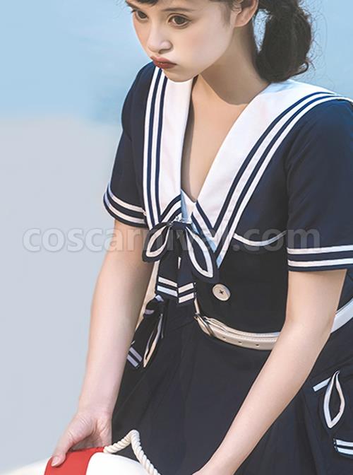Solid-Color-Vintage-Navy-Style-Stripe-Lapel-Bow-Knot-Decorate-Short-Sleeve-Short-Coat-Lace-Up-Backless-Dress-Classic-Lolita-Sleeveless-Dress-Set-coscarnival-2172