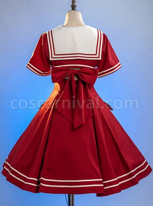 Solid-Color-Vintage-Navy-Style-Stripe-Lapel-Bow-Knot-Decorate-Short-Sleeve-Short-Coat-Lace-Up-Backless-Dress-Classic-Lolita-Sleeveless-Dress-Set-coscarnival-2193