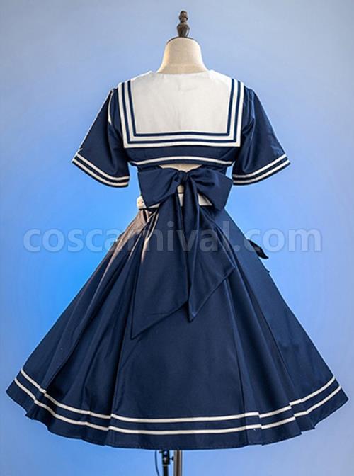 Solid-Color-Vintage-Navy-Style-Stripe-Lapel-Bow-Knot-Decorate-Short-Sleeve-Short-Coat-Lace-Up-Backless-Dress-Classic-Lolita-Sleeveless-Dress-Set-coscarnival-2201