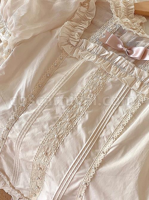 Solid-Color-Vintage-Ruffle-Stand-Collar-Puff-Sleeves-Detachable-Long-Sleeves-Pearl-Decorate-Blouses-Bow-Ruffle-Hem-Classic-Lolita-Skirt-Set-coscarnival-2160