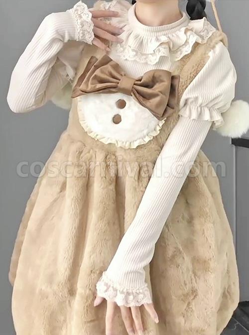 Souffle Series Lace Ruffled Small High Neck Puff Sleeves Stitching Straight Sleeves High Elastic All-Match Sweet Lolita Top coscarnival