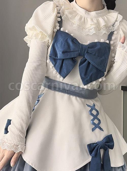 Souffle Series Lace Ruffled Small High Neck Puff Sleeves Stitching Straight Sleeves High Elastic All-Match Sweet Lolita Top coscarnival