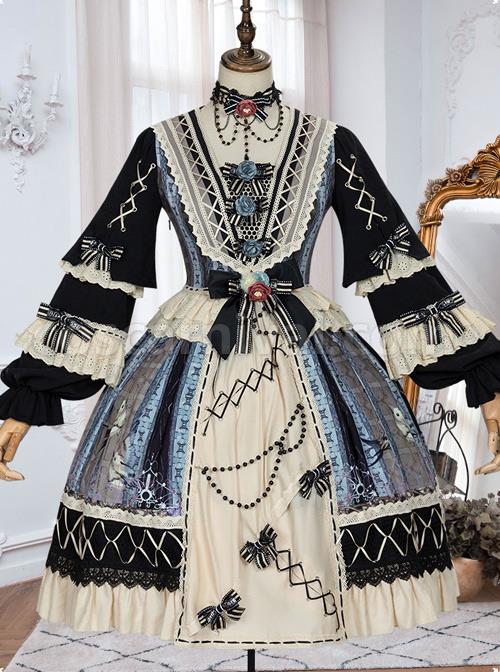 Sparrows-In-The-Mirror-Series-OP-Retro-Classic-Lolita-Long-Sleeve-Dress-coscarnival-4370