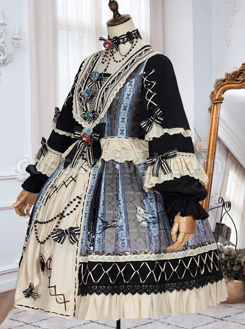 Sparrows-In-The-Mirror-Series-OP-Retro-Classic-Lolita-Long-Sleeve-Dress-coscarnival-4396